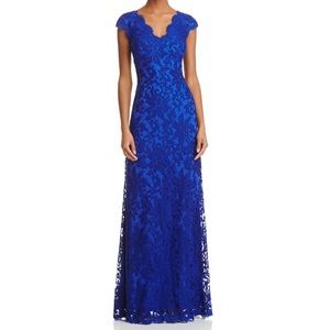 Tadashi Shoji Blue Lace Evening Gown